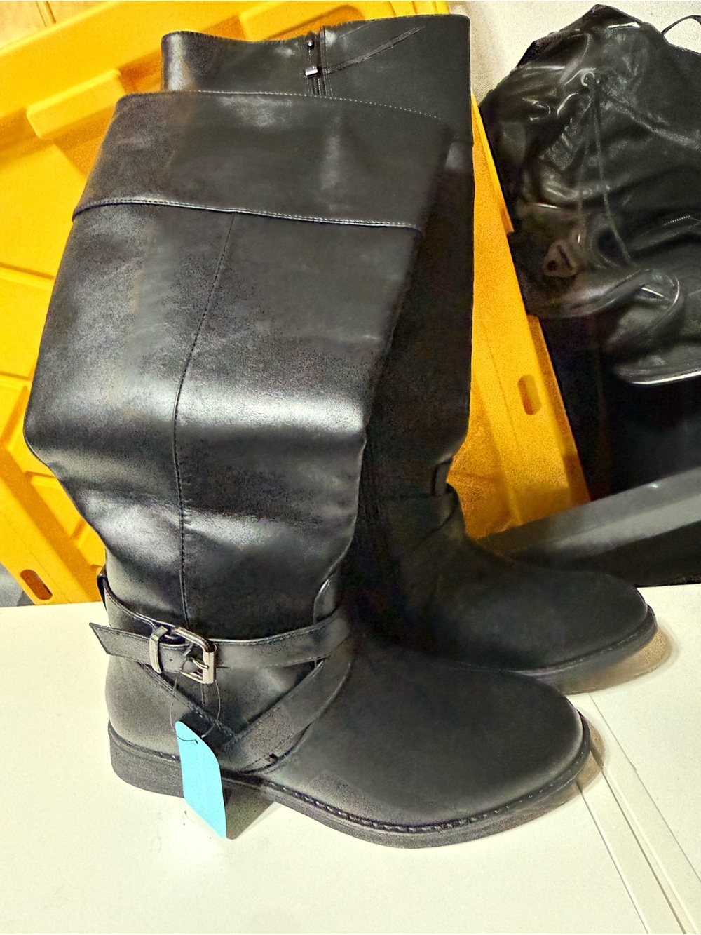 Vepose Black Over-the-Knee Buckle Riding Boots